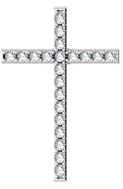 Everlasting Life Diamond Cross Pendant in White Gold