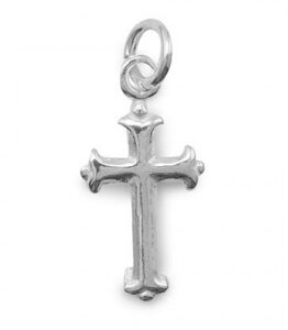 Extra-Small Cross Charm Pendant, Sterling Silver