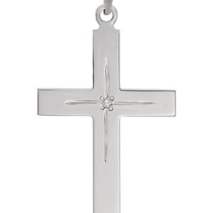 Faith Alone Diamond Accent Cross Pendant, 14K White Gold