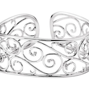 Filigree Scroll Diamond Cuff Bracelet, Sterling Silver