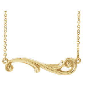 Freeform Paisley Bar Necklace in 14K Gold, 16" or 18"