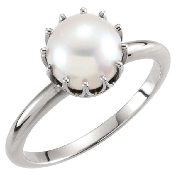 Freshwater Crown Pearl Ring in 14K White Gold