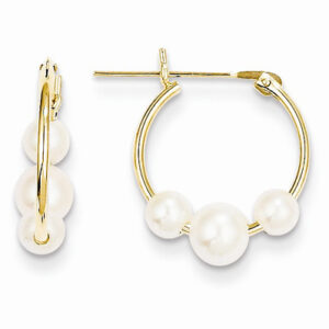 Freshwater Cultured Pearl Hoop Earrings, 14K Yellow Gold