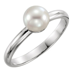 Freshwater Pearl Solitaire Ring, 14K White Gold