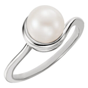 Freshwater Pearl Twist Ring, 14K White Gold