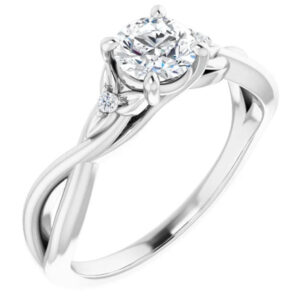 GIA certified 14k white gold 1/2 carat diamond woven engagement ring