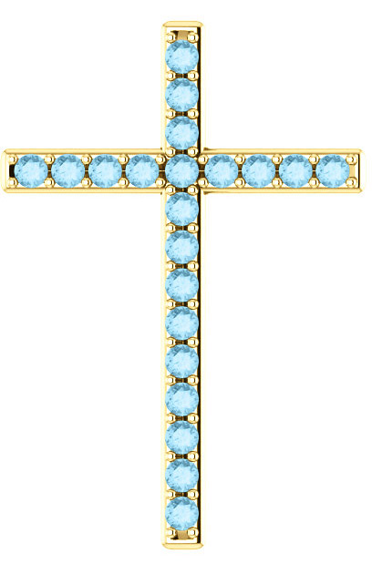 Gentle Shepherd Aquamarine Cross Pendant, Yellow Gold