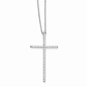 God's Glory CZ Cross Necklace in Sterling Silver