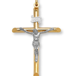 Gold Crucifix Pendant - 14K Two-Tone Gold