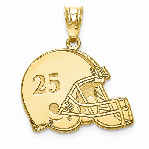 Gold Football Helmet Pendant with Name and Number