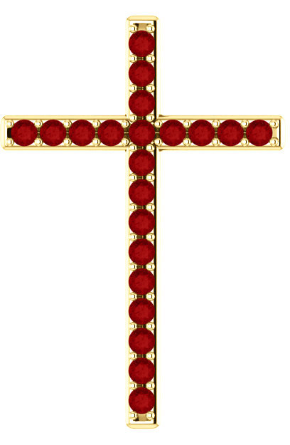 Gold Passion of the Cross Ruby Pendant