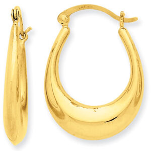 Graduated Oval hoop Earrings, 14K Yellow Gold
