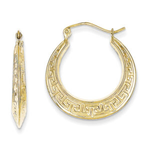 Greek Key Hoop Earrings in 10K Gold