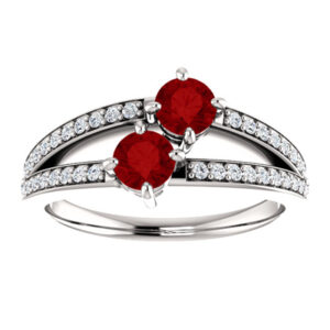 Half Carat Ruby and Diamond "Only Us" Engagement Ring in 14K White Gold