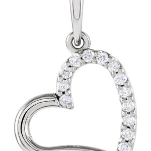 Half-Diamond Heart Necklace, 14K White Gold