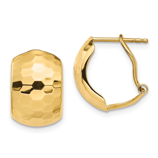 Hammered Omega Clip-Back Earrings in 14K Gold