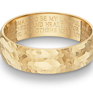 Hammered Wedding Vow Ring, 14K Gold