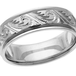 Hand-Engraved Paisley Wedding Band Ring