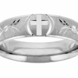 Handcrafted Christian Cross Wedding Band Ring