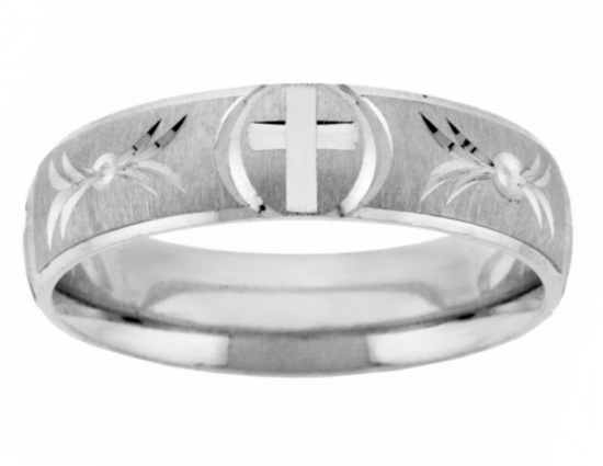 Handcrafted Silver Cross Wedding Band Ring