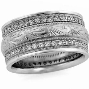 Handmade Sterling Silver White CZ Paisley Wedding Band Ring