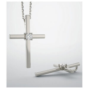 He Died for My Sins Diamond Cross Necklace, 14K White Gold
