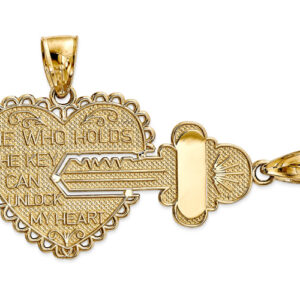 He Who Holds the Key Break-Apart Heart Necklace, 14K Gold