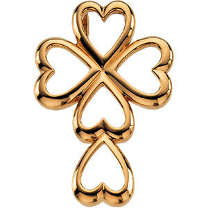 Heart Cross Pendant 14K Yellow Gold