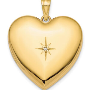Heart Locket Necklace with Diamond in 14K Gold