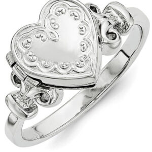 Heart Locket Ring, Sterling Silver