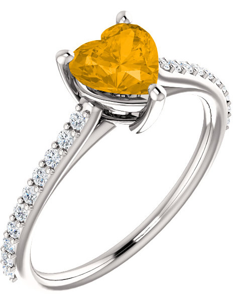 Heart-Shaped Fire-Citrine Ring in Sterling Silver