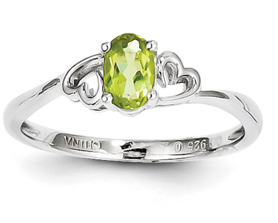 Heart Style Peridot Ring in Sterling Silver