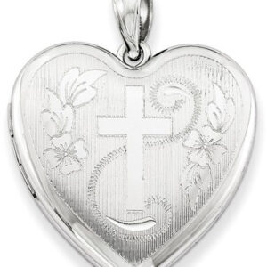 Heart and Cross Locket Necklace, Sterling Silver