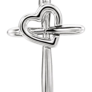 Heart with Cross Pendant in 14K White Gold