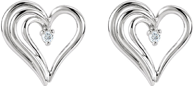 Heart within a Heart Diamond Earrings