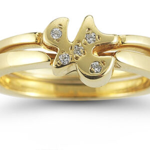 Holy Spirit Dove CZ Engagement Ring Set in 14K Yellow Gold