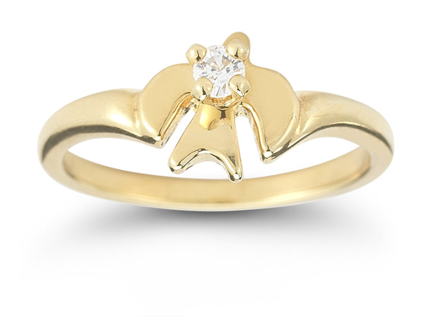 Holy Spirit Dove Cubic Zirconia Ring in 14K Yellow Gold