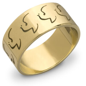 Holy Spirit Dove Wedding Band in 14K Yellow Gold