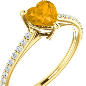 Honey-Citrine Heart-Shaped Ring in 14K Yellow Gold