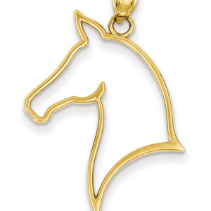 Horse Head Silhouette Pendant Necklace, 14K Gold