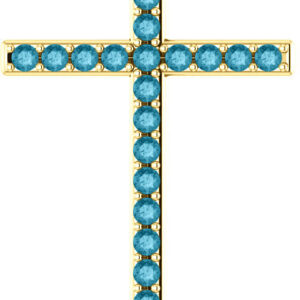 "I Am the Way" London Blue Topaz Gold Cross Pendant