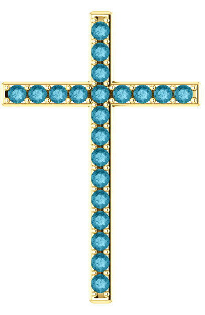 "I Am the Way" London Blue Topaz Gold Cross Pendant
