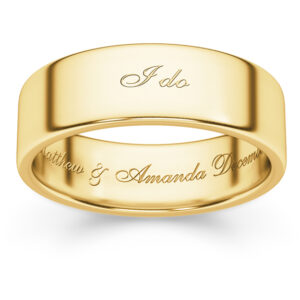 "I Do" Personalized Wedding Band Ring, 14K Gold