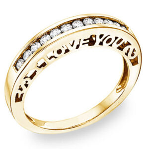 I Love You Diamond Band in 14K Yellow Gold