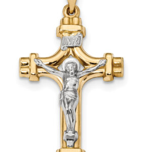 INRI Designer Crucifix Pendant in 14K Two-Tone Gold