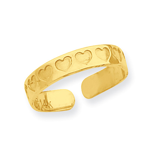 Indented Heart Toe Ring, 14K Gold
