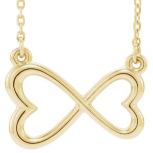 Infinity Double Heart Necklace in 14K Yellow Gold