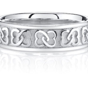 Interlaced Celtic Heart Knot Wedding Band Ring, 14K White Gold