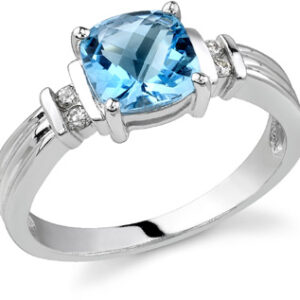 Isabella Blue Topaz and Diamond Ring, 14K White Gold