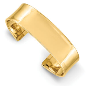 Italian 14K Gold Polished Plain Bangle Cuff Bracelet